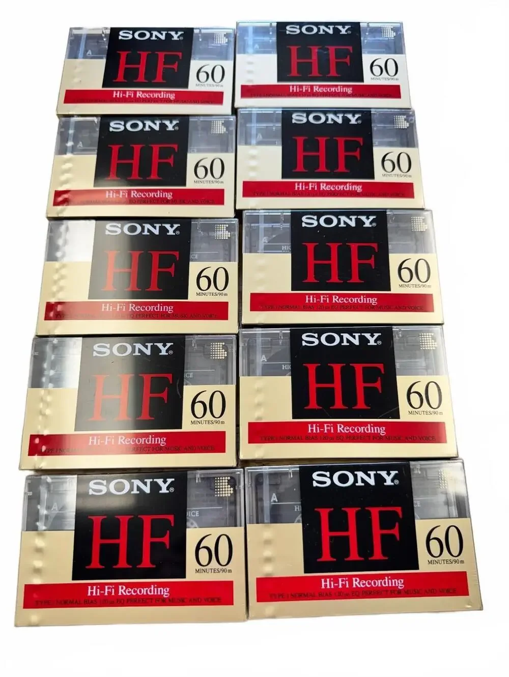 Sony HF 60 Blank Audio Cassette Tapes Type I Normal Bias Lot of 10 Sealed
